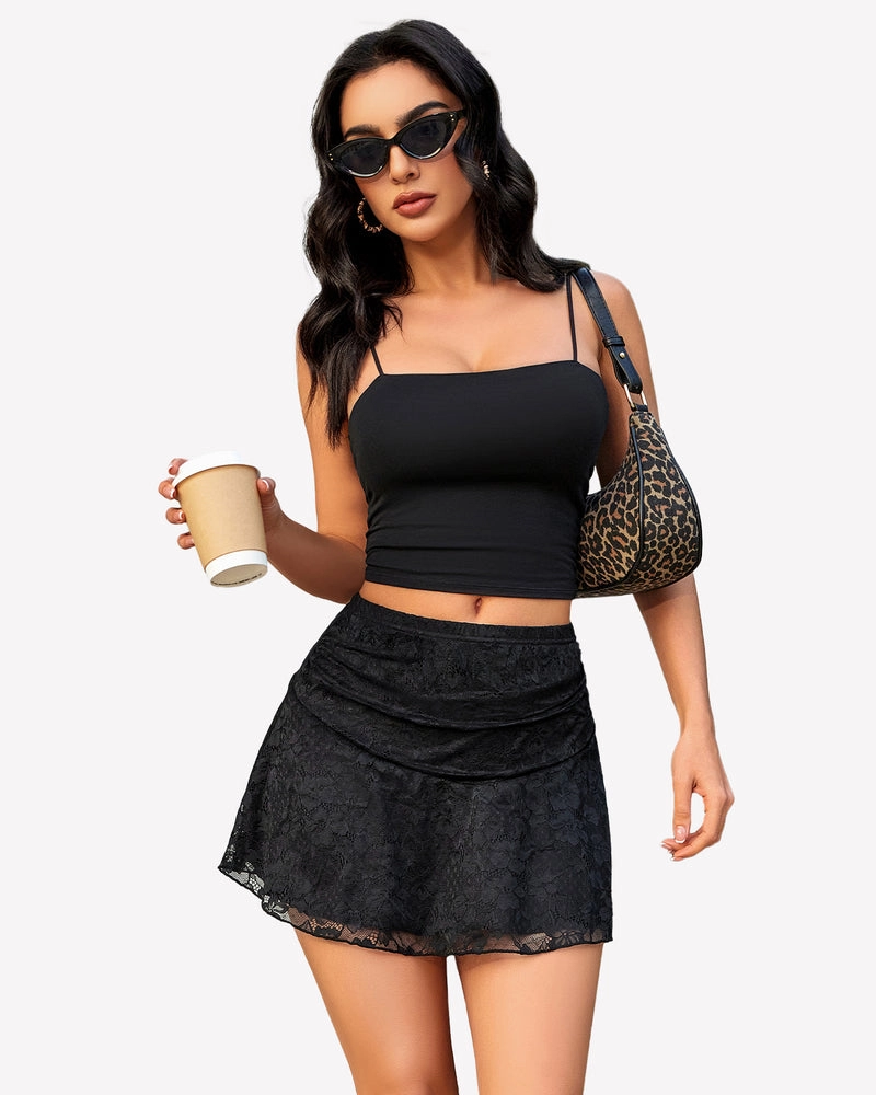 A-Line Ruched Double Layer Skirt