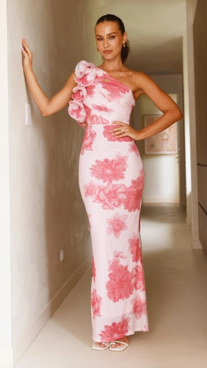 Amina Maxi Dress - Soft Pink Floral