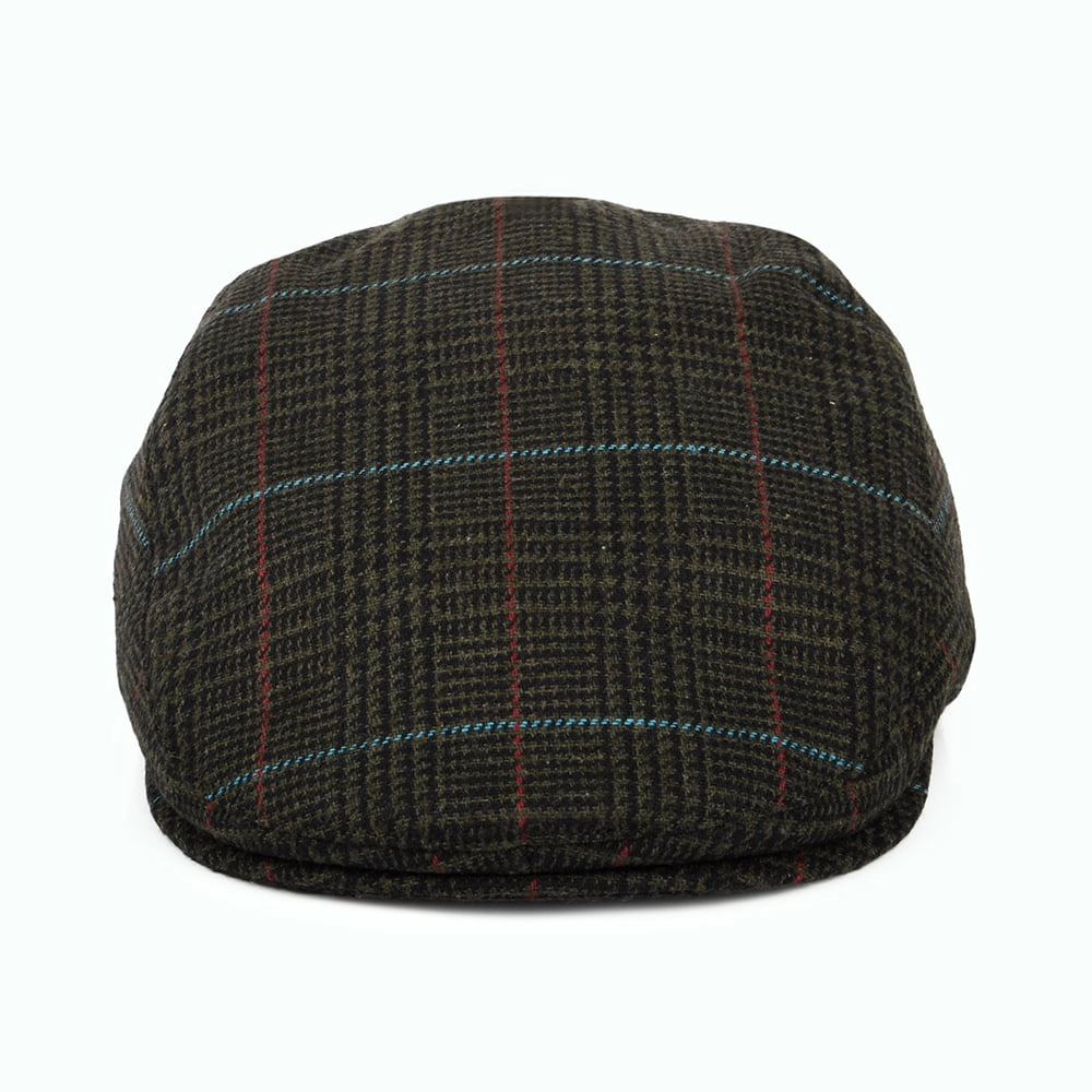 Barbour Hats Cheviot Windowpane Flat Cap With Earflaps - Dark Green