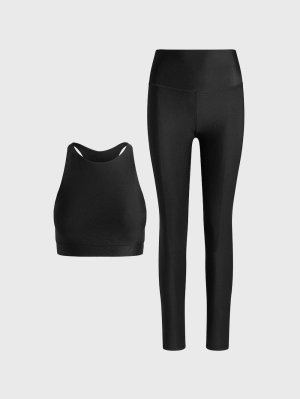 BARRY'S BLACK HIGH NECK BRA AND LEGGING SET