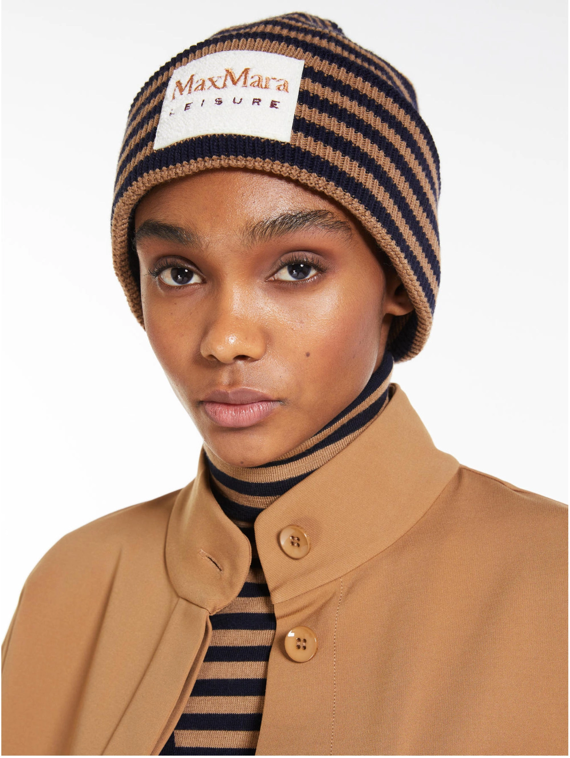 Beanie with Camel/Blue Logo