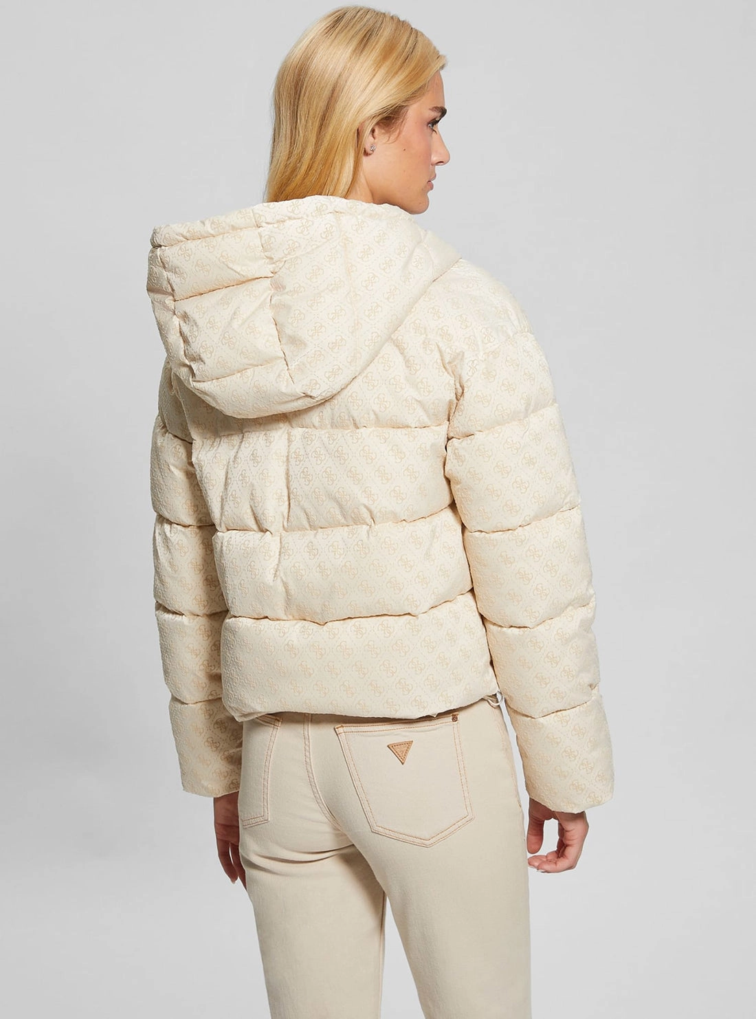 Beige Logo Daisy Puffer Jacket
