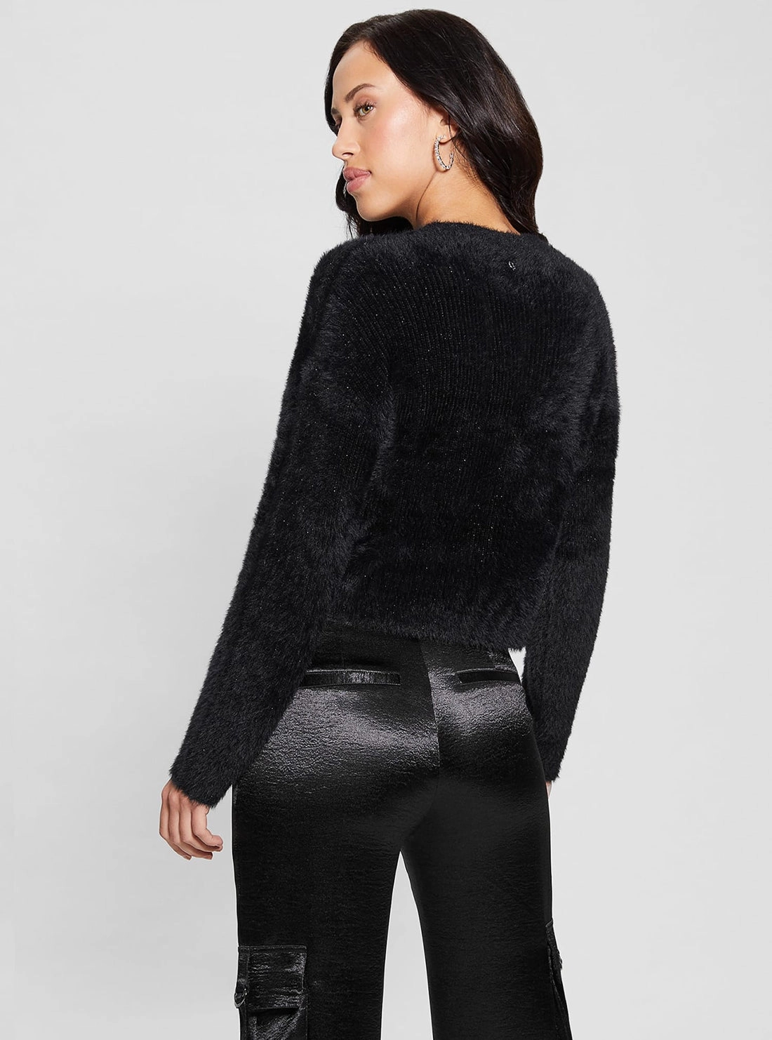 Black Bow Button Knit Cardigan