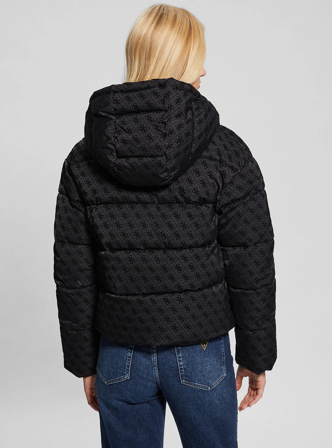 Black Logo Daisy Puffer Jacket