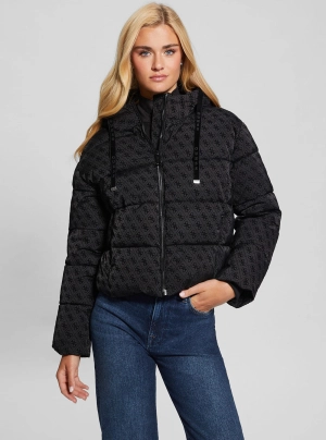 Black Logo Daisy Puffer Jacket