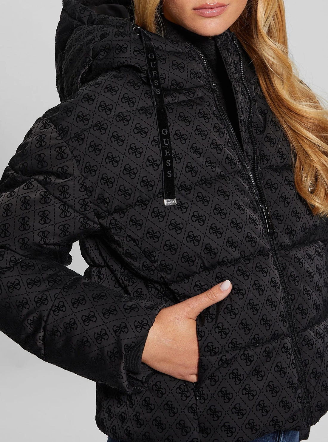 Black Logo Daisy Puffer Jacket