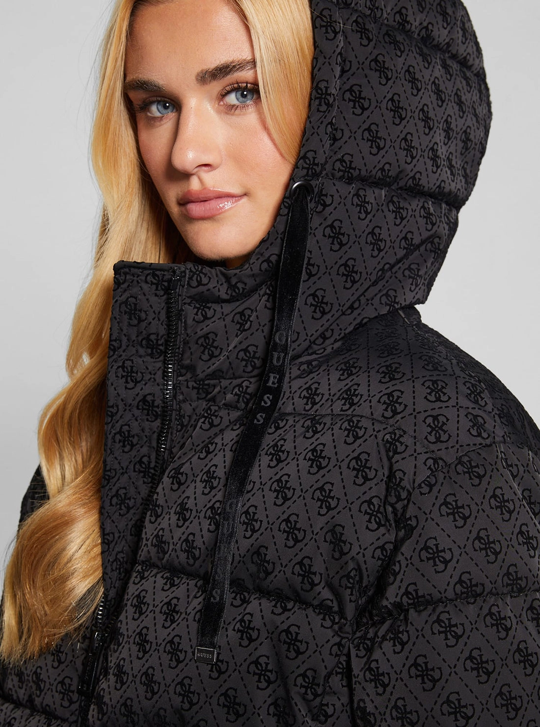 Black Logo Daisy Puffer Jacket