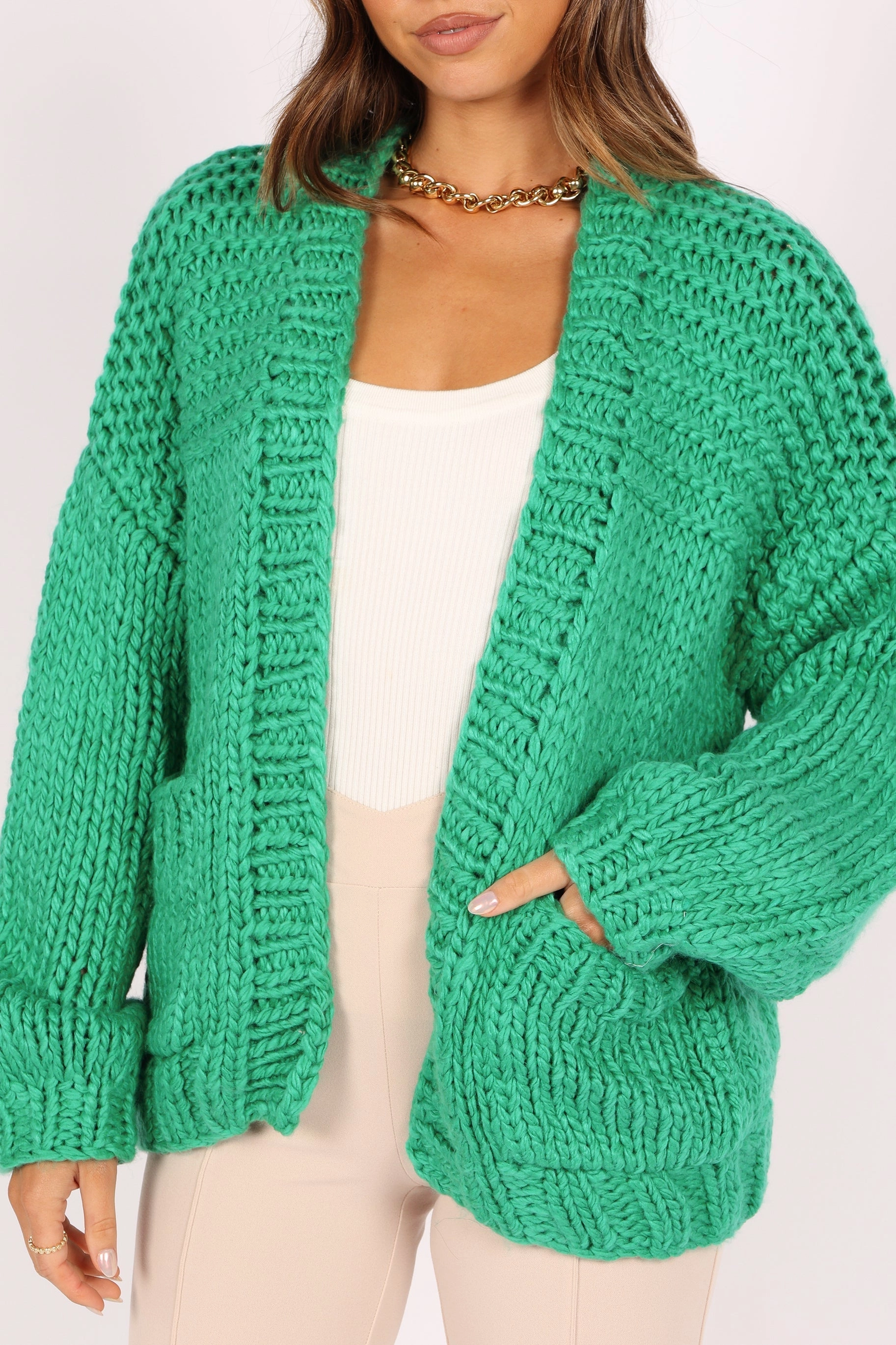 Cara Handknit Cardigan - Green