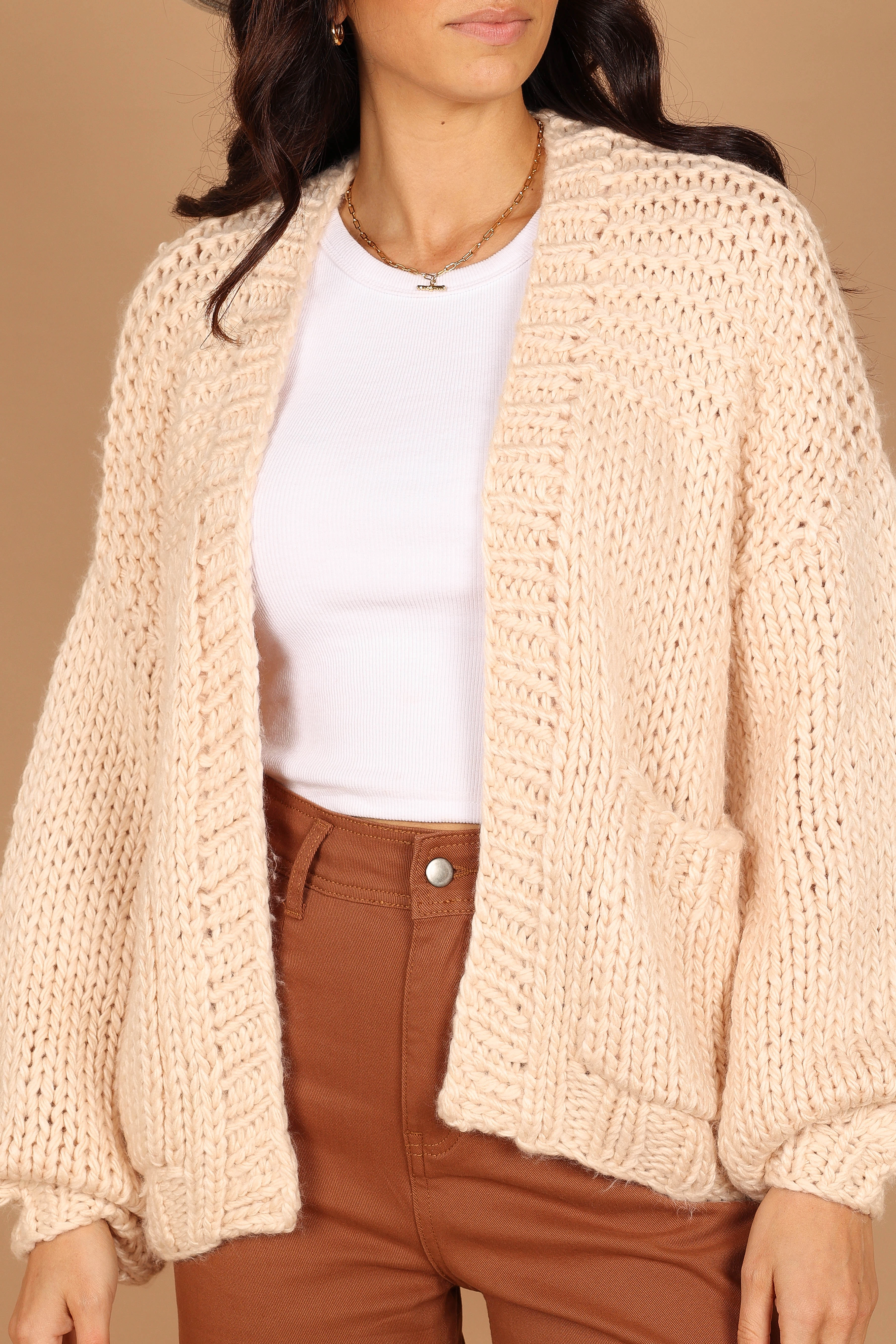 Cara Oversized Handknit Knit Sweater - Natural