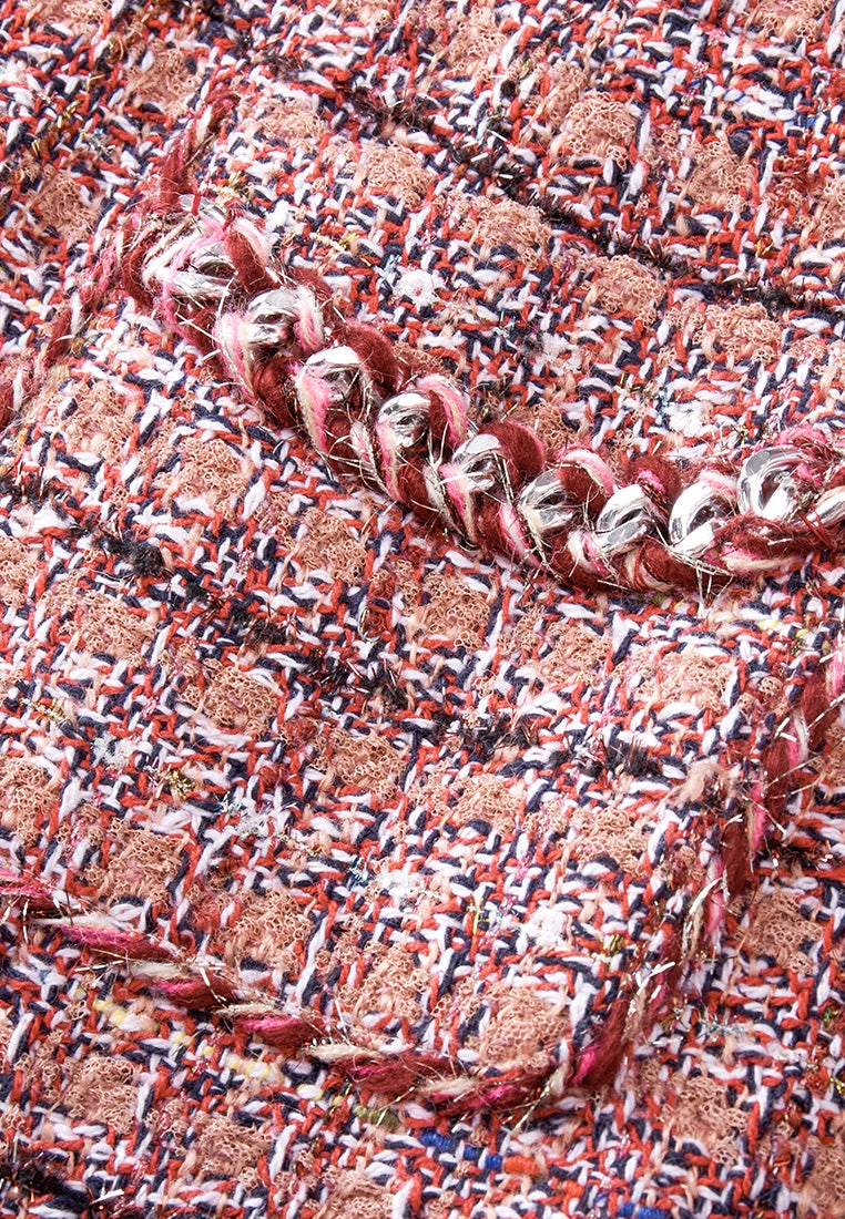 Checked Braid-trim Patch Pocket A-line Dress