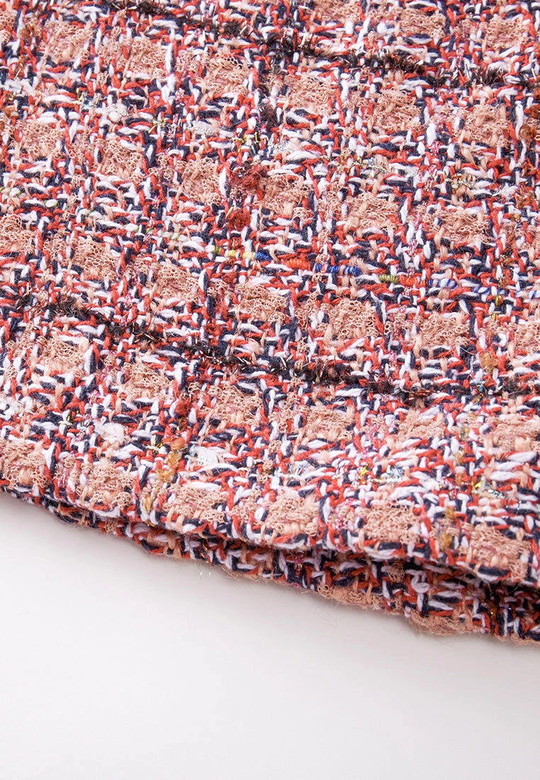 Checked Braid-trim Patch Pocket A-line Dress