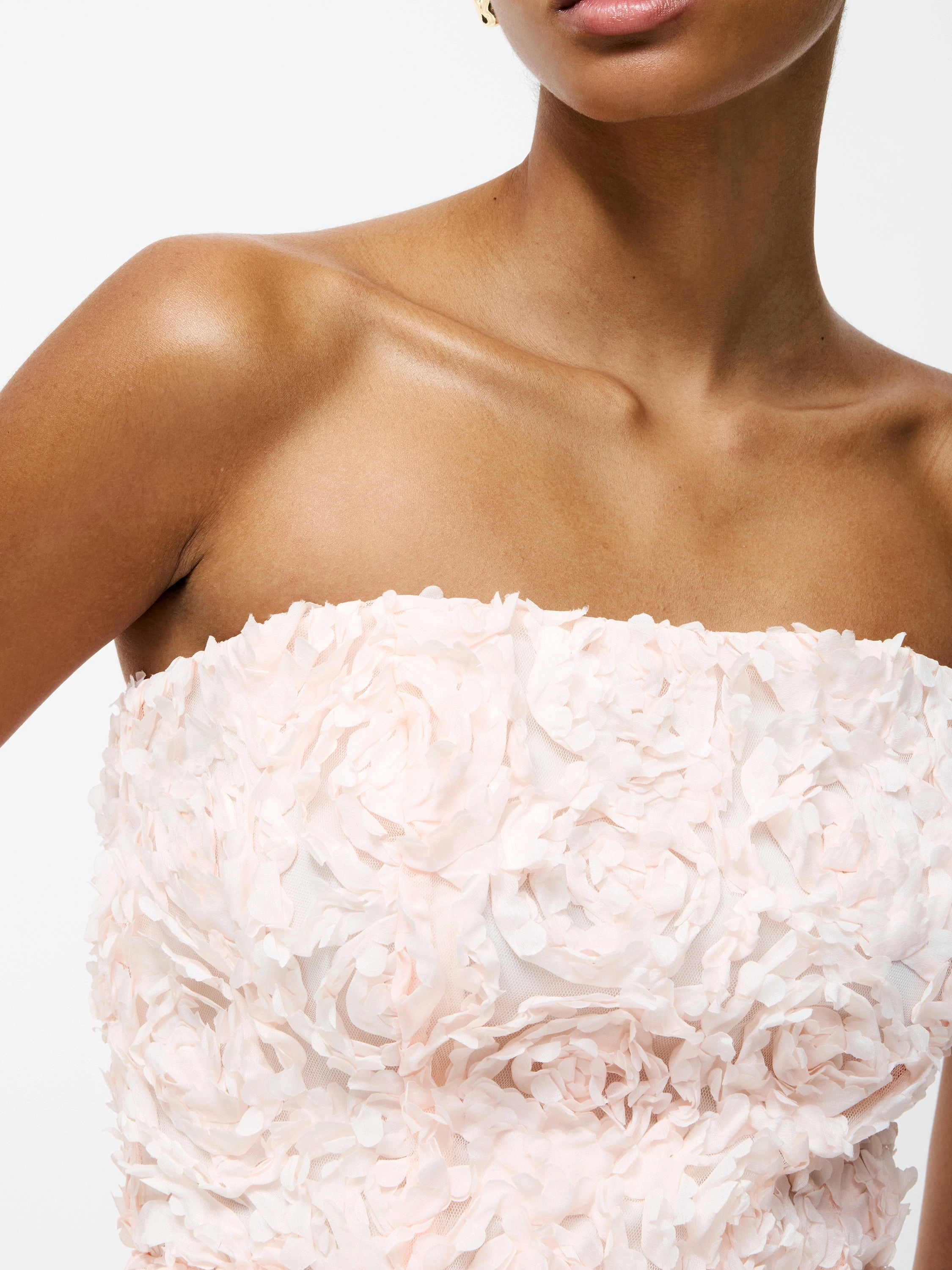 Cher Rosette Textured Bandeau Mini Dress