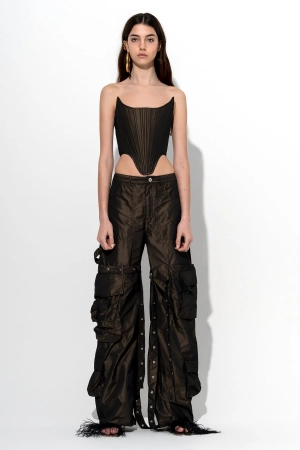 DARK BROWN MULTI POCKET TROUSERS
