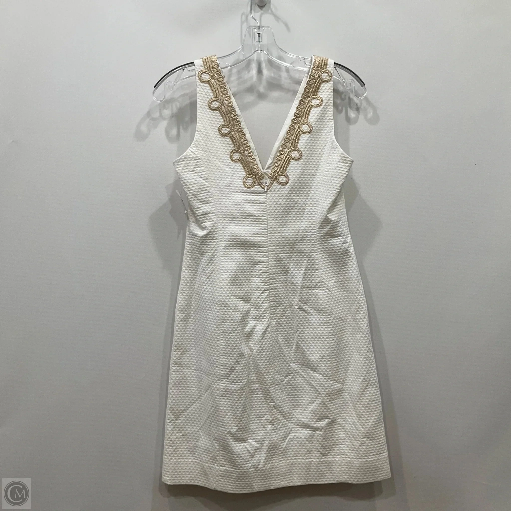 Dress Designer By Lilly Pulitzer In Gold & White, Size: 4