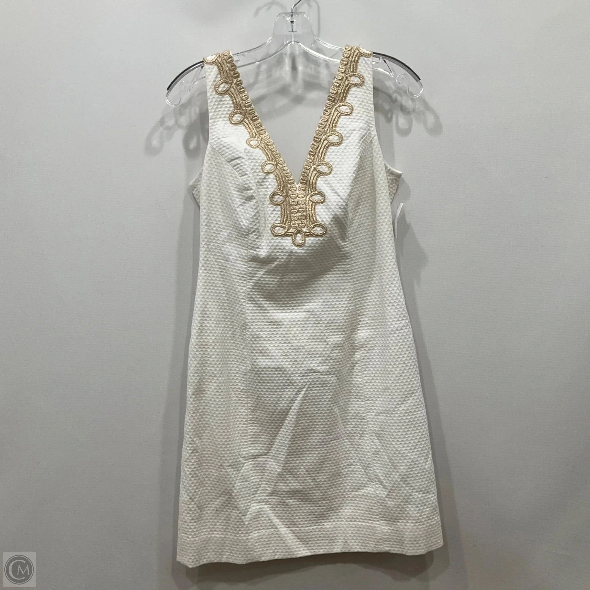 Dress Designer By Lilly Pulitzer In Gold & White, Size: 4