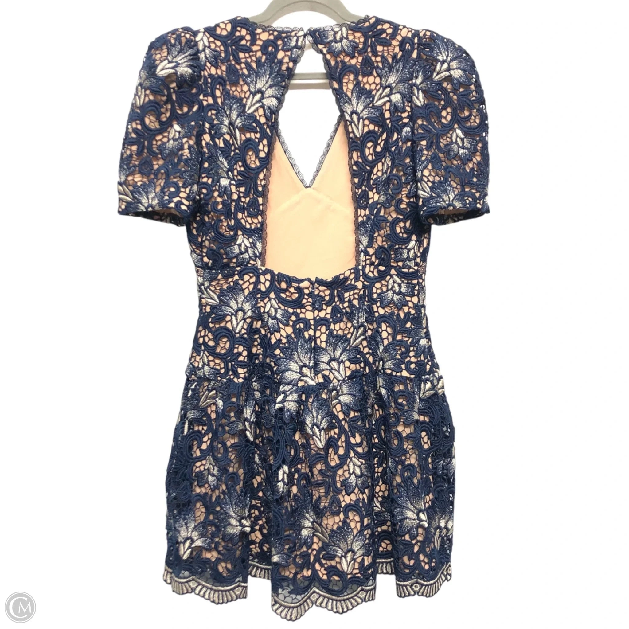 Dress Party Short By Clothes Mentor In Blue & Cream, Size: M