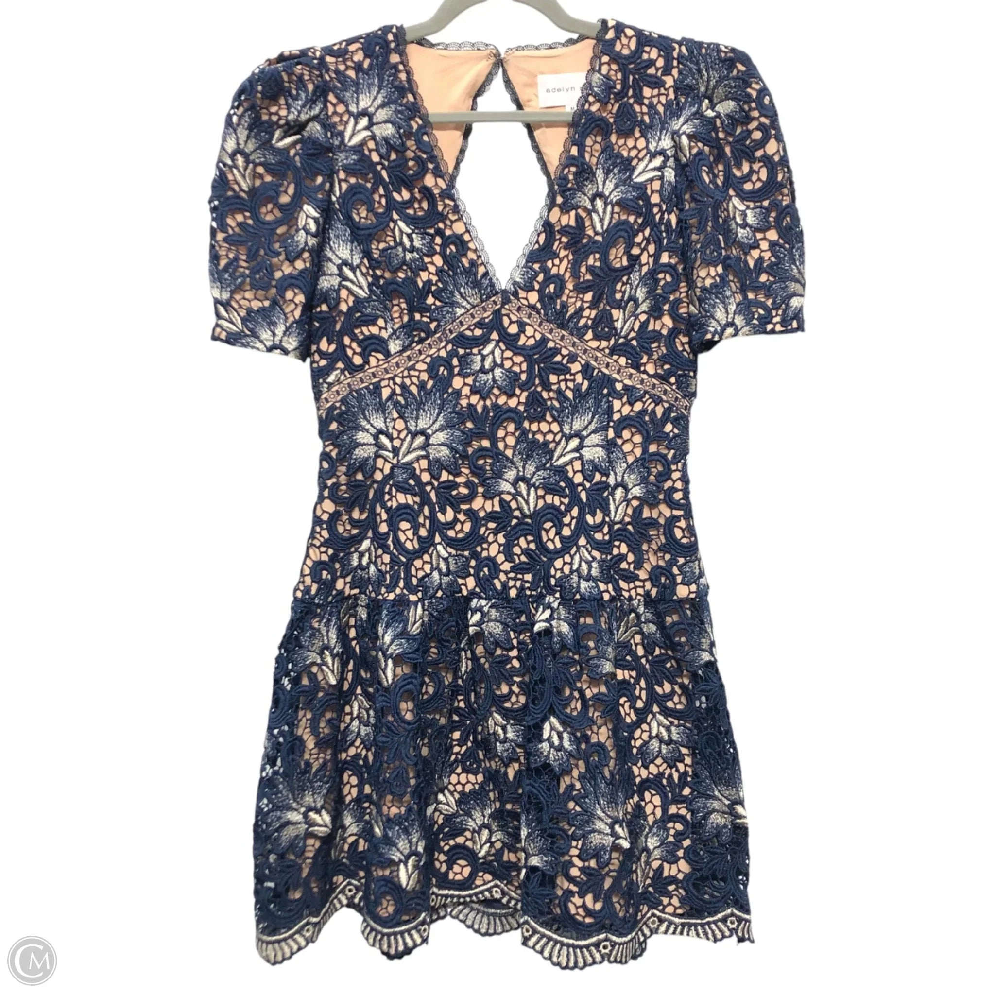 Dress Party Short By Clothes Mentor In Blue & Cream, Size: M