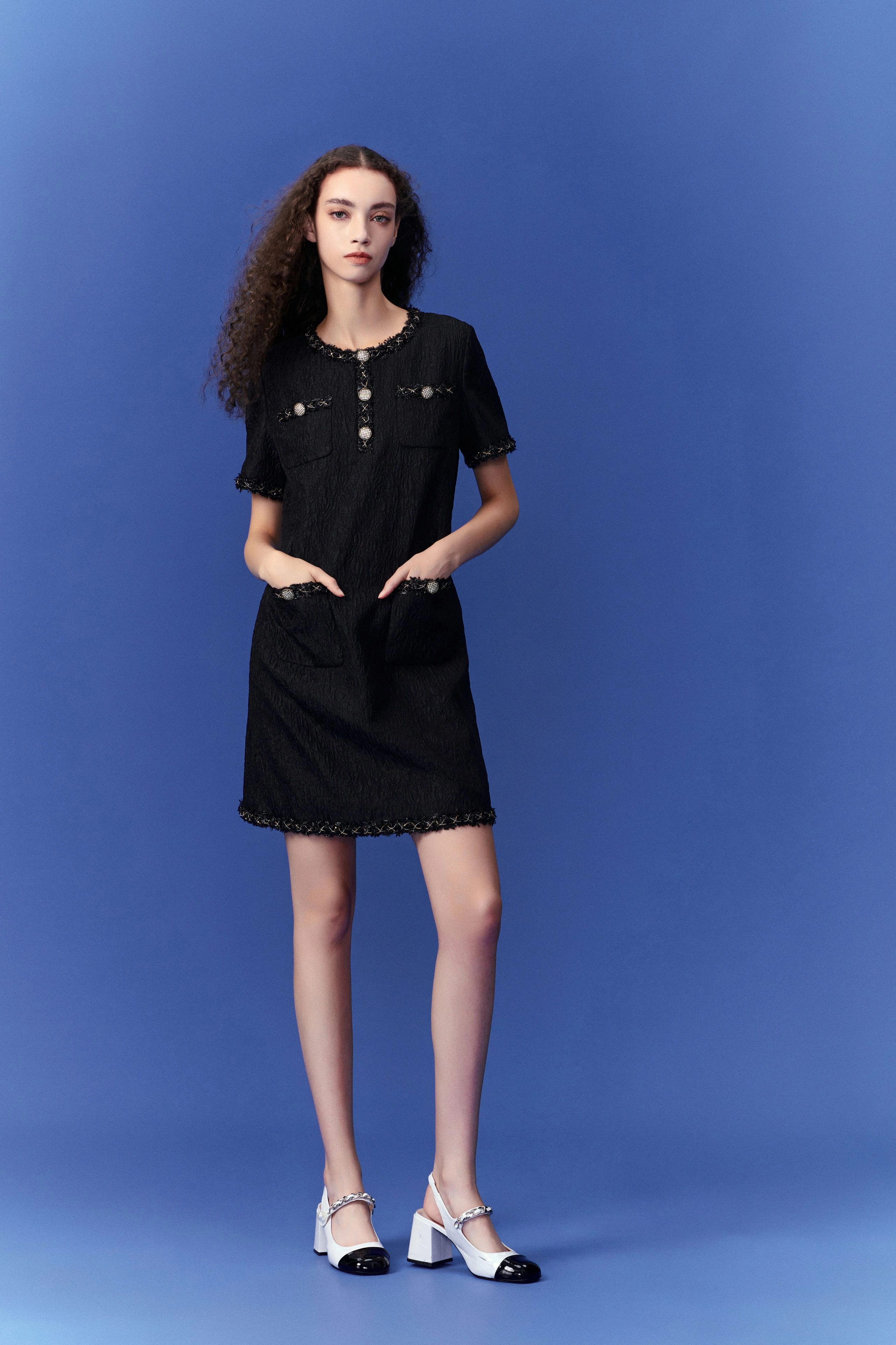 Embossed-pattern Dress