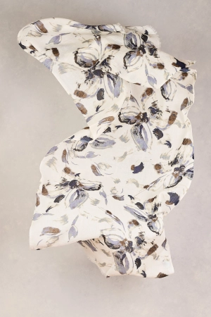 Floral Brush Stroke Wool Scarf - Multicolour