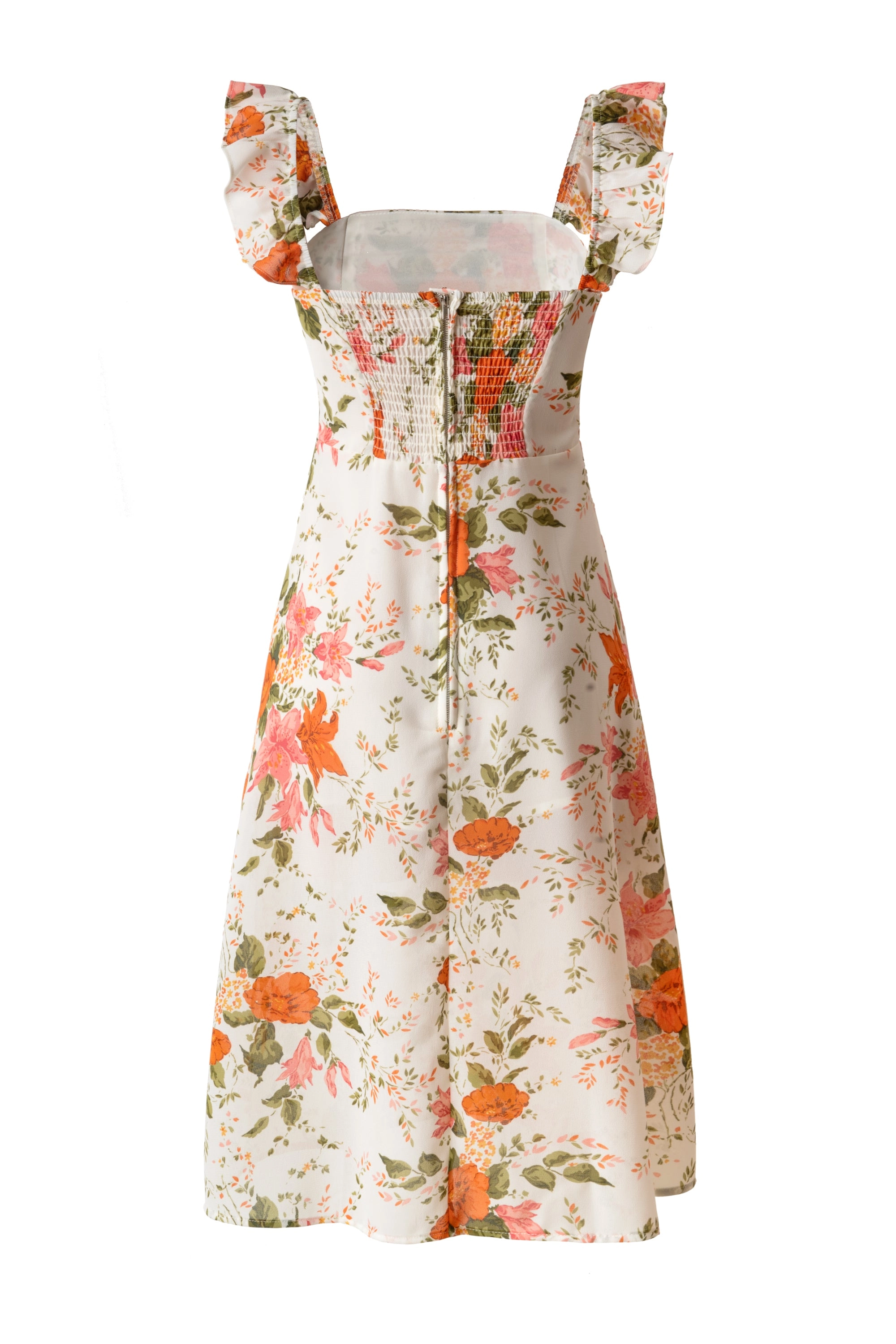 Floral Print A-line Midi Dress