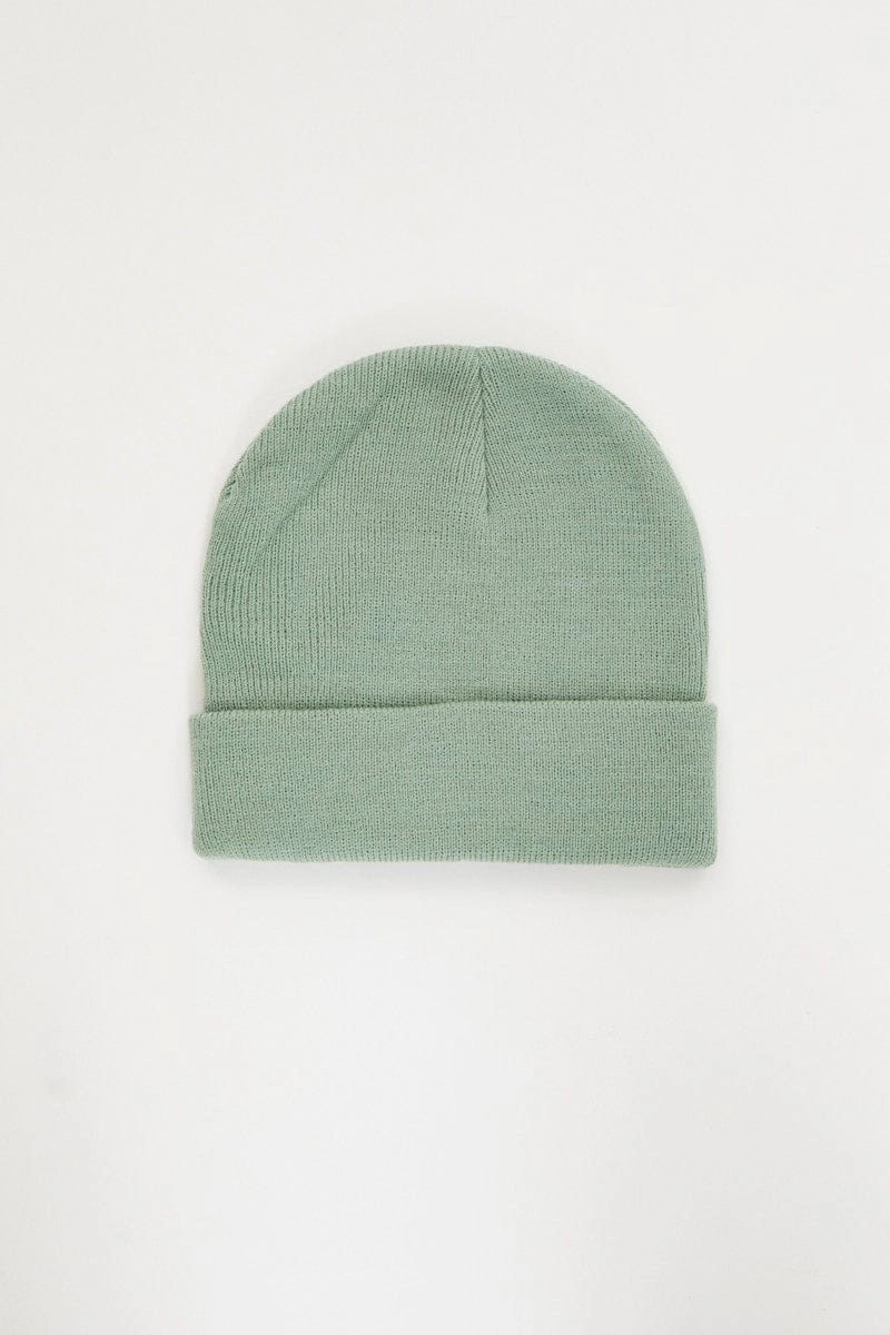 Green Ribbed Beanie
