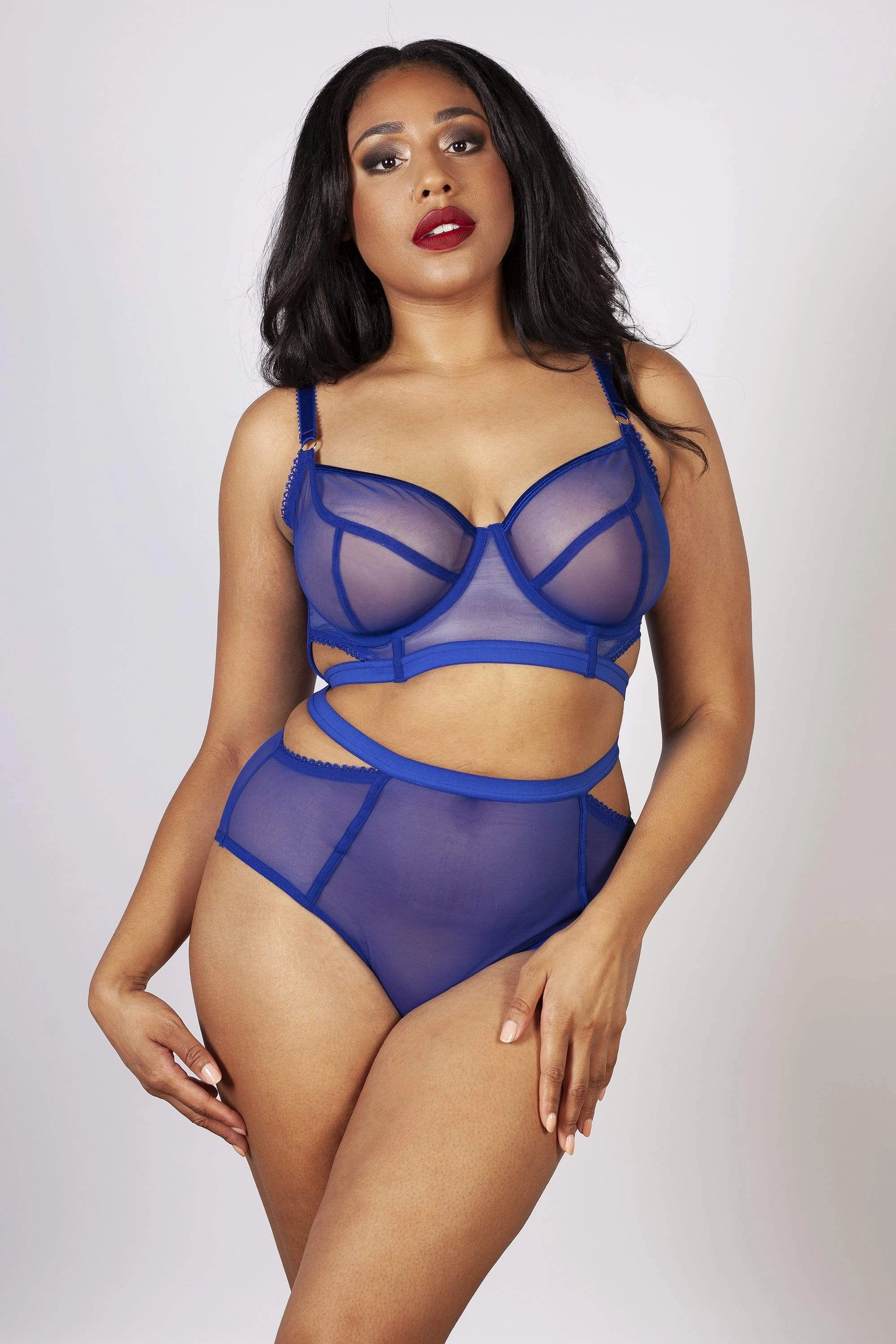 Harper Mesh Cut Out Bra Blue B - H