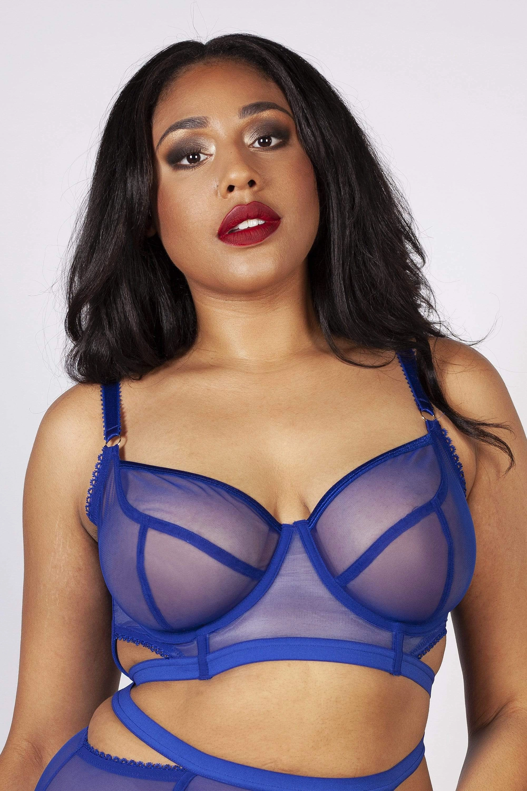 Harper Mesh Cut Out Bra Blue B - H