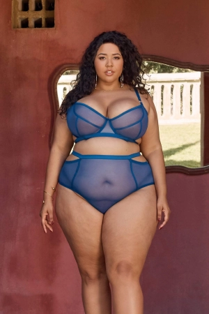 Harper Mesh Cut Out Bra Blue B - H