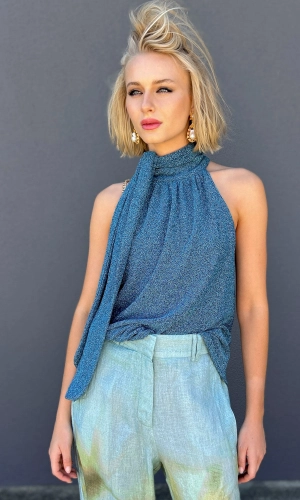 Hoss Lurex Glam Halter - Sapphire