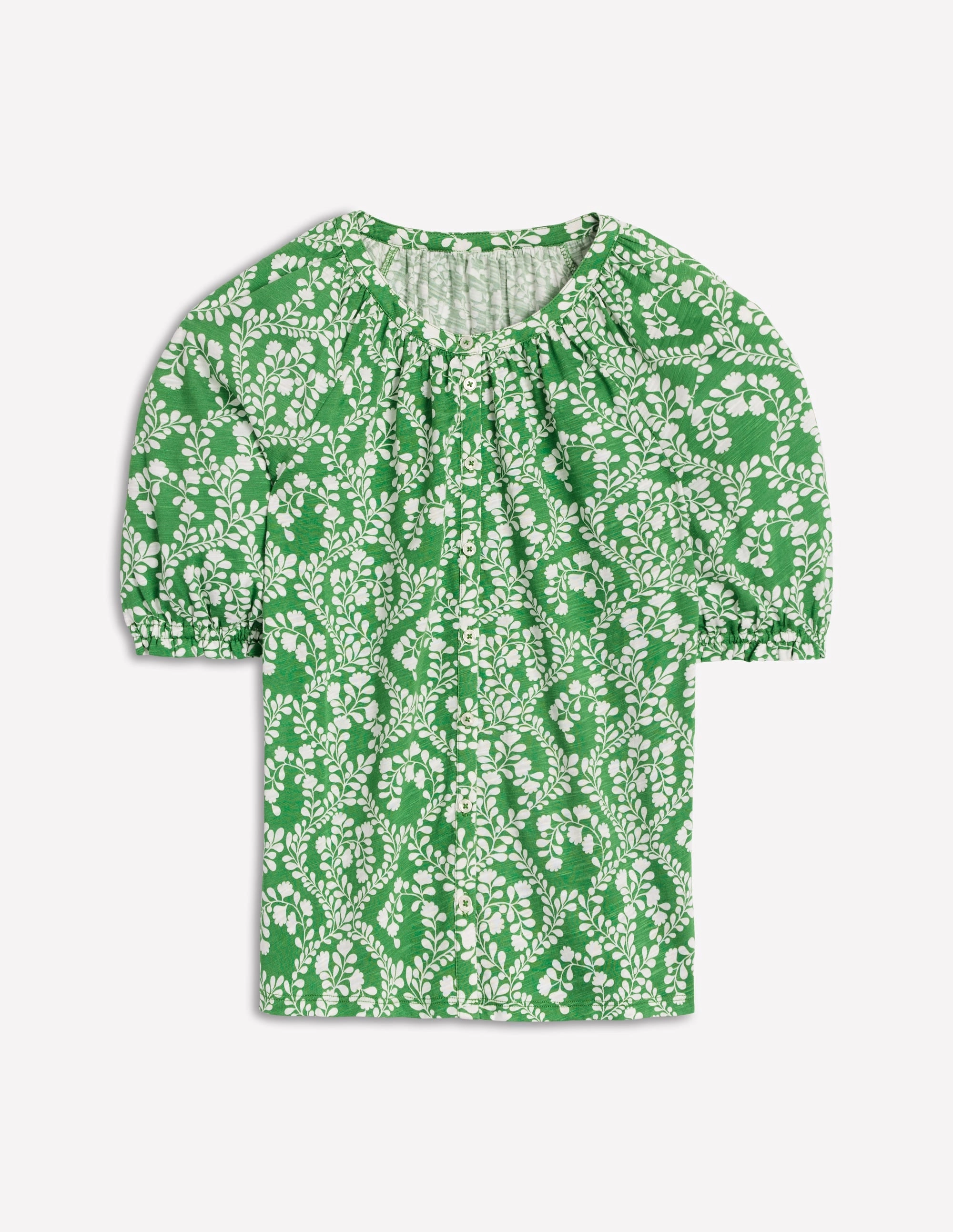 Isla Jersey Shirt-Iguana Green. Vine Sillouette
