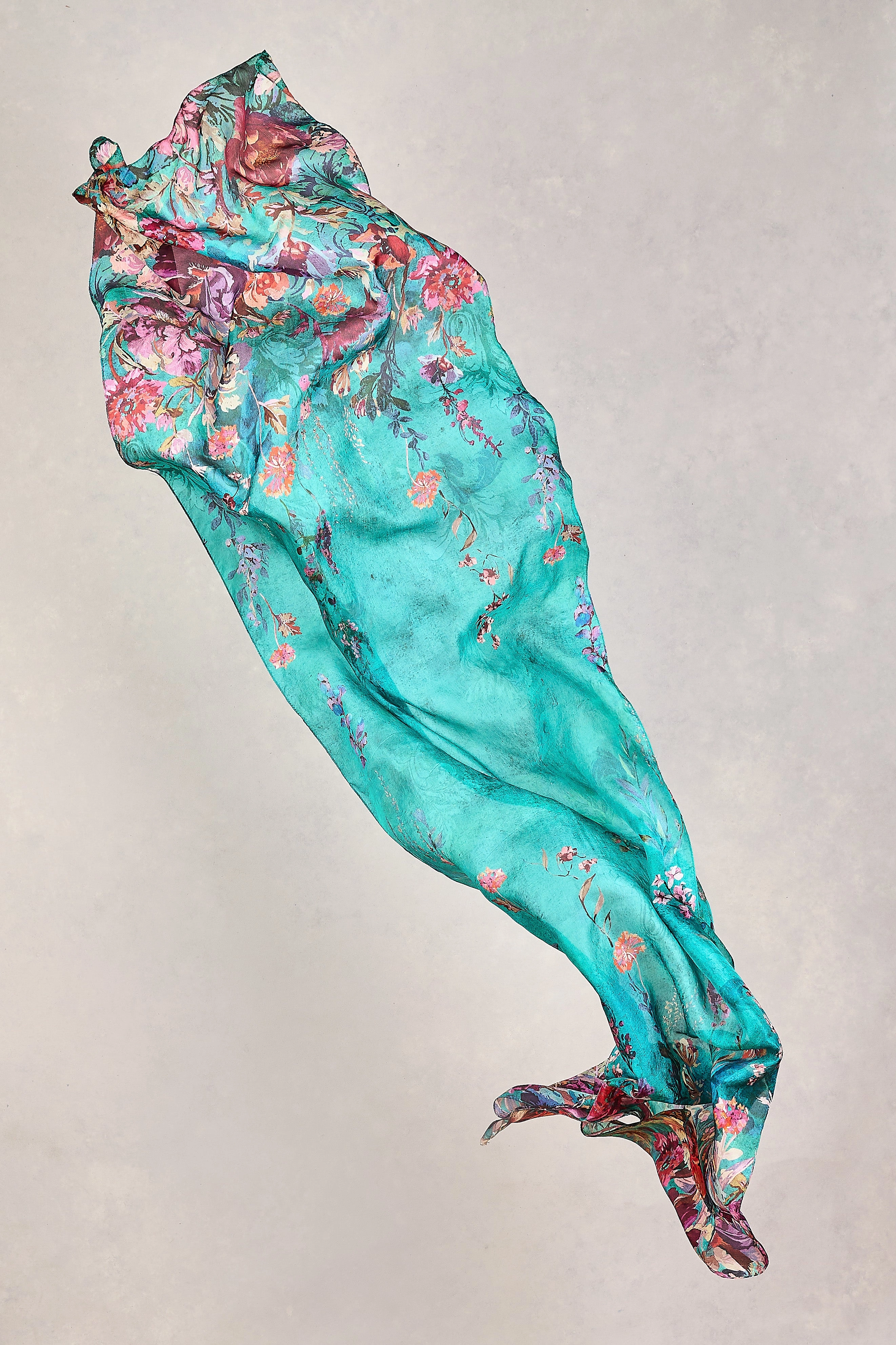 Jade Botanical Silk Scarf