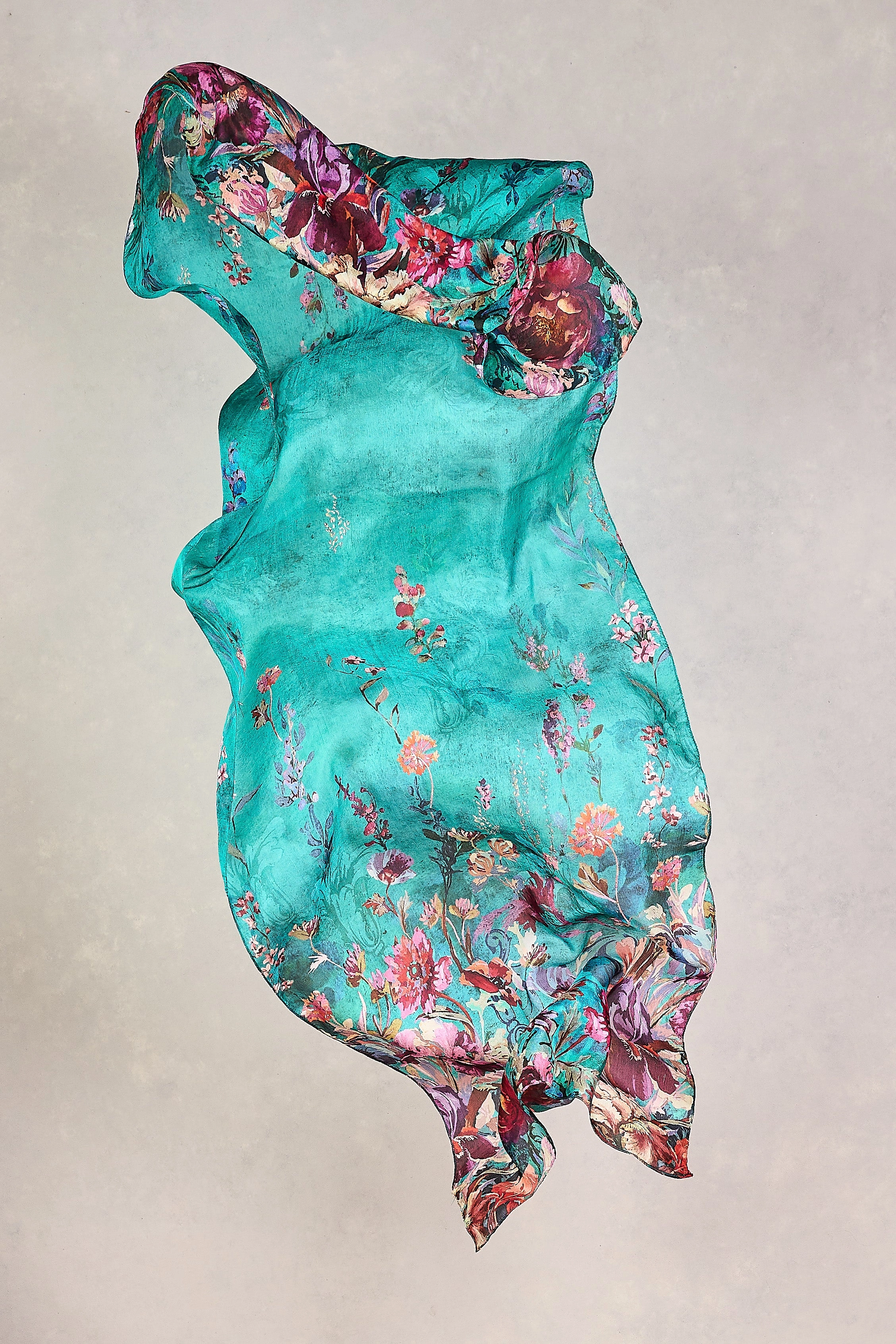 Jade Botanical Silk Scarf