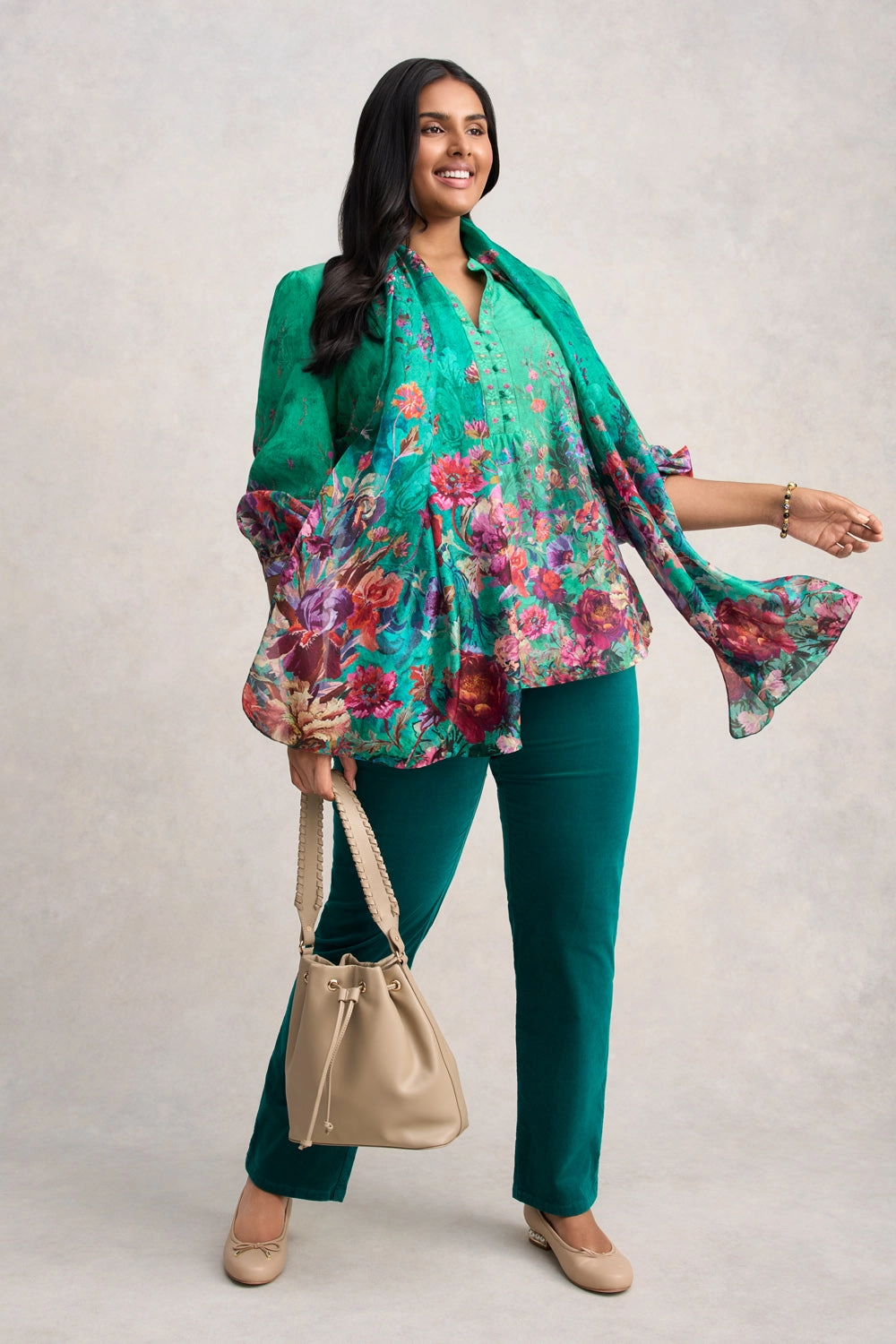 Jade Botanical Silk Scarf
