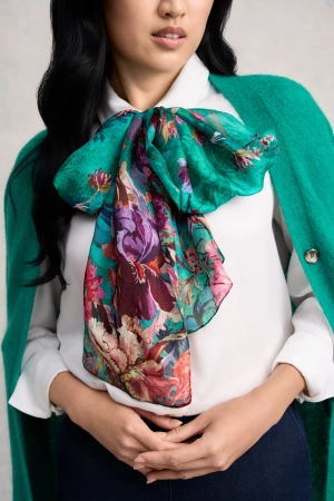 Jade Botanical Silk Scarf