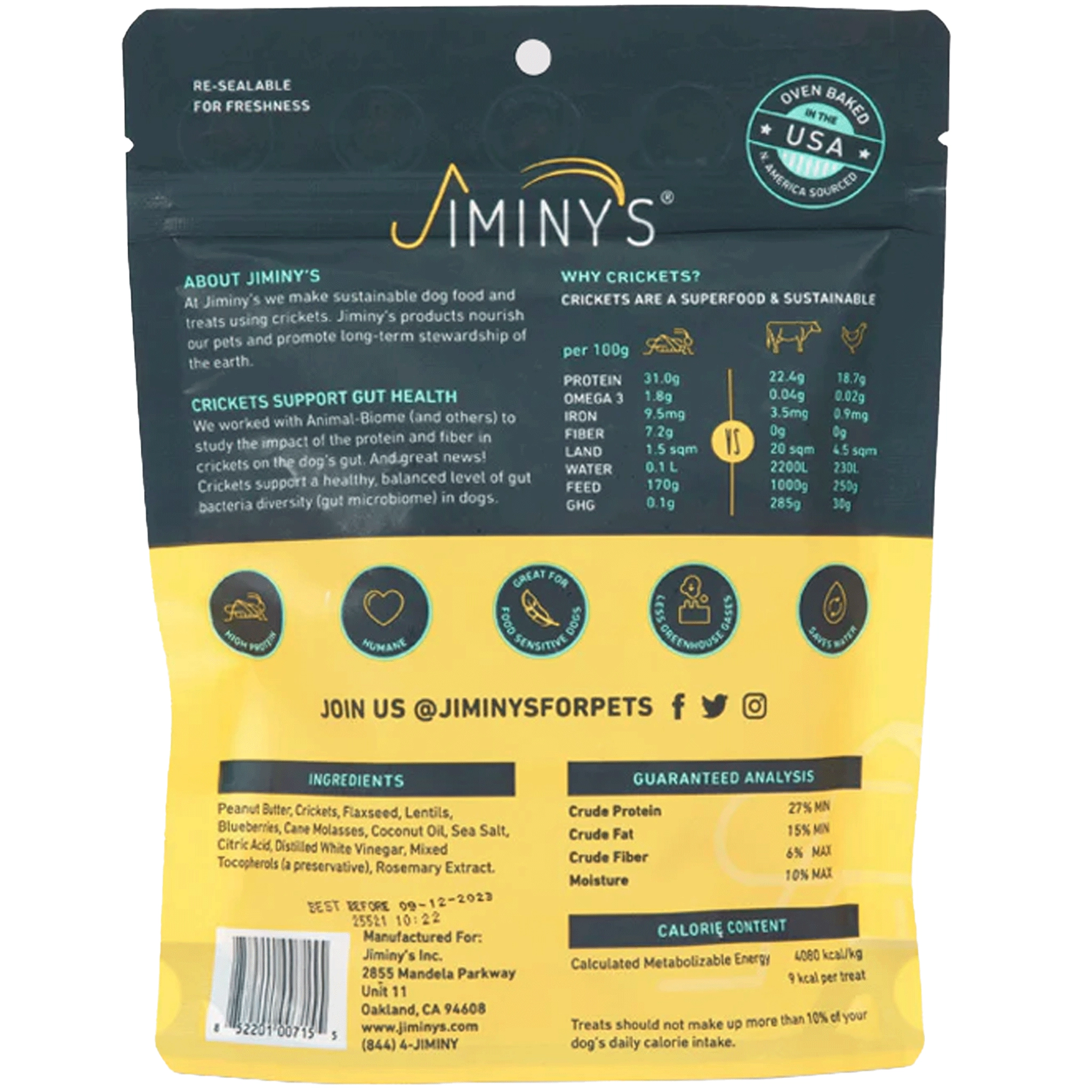 Jiminy's Peanut Butter & Blueberry Cricket Cookies for Dogs - 5 oz