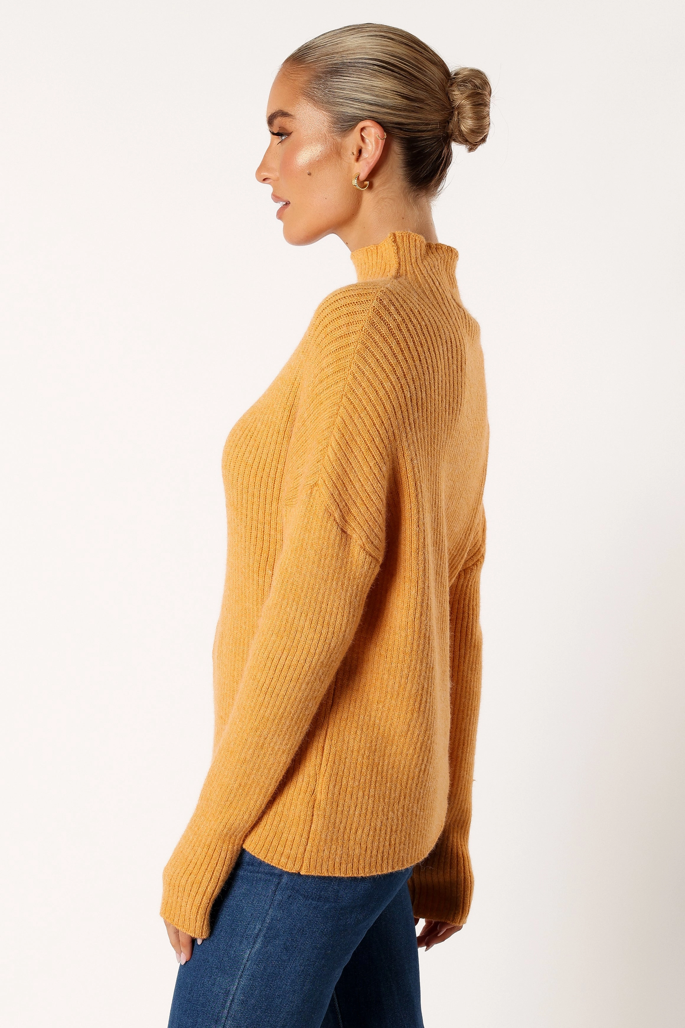 Kora Mock Neck Knit Sweater - Camel