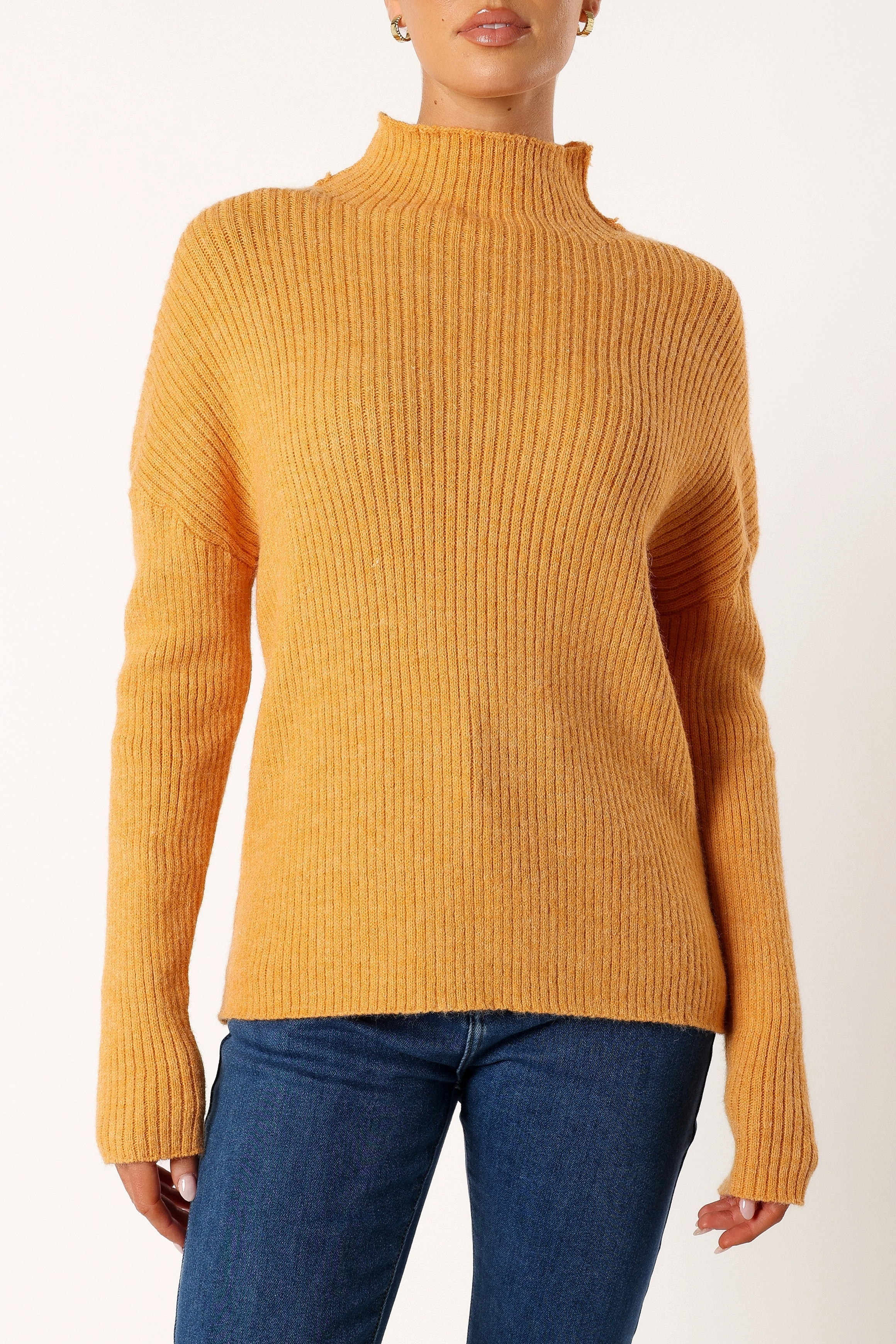 Kora Mock Neck Knit Sweater - Camel