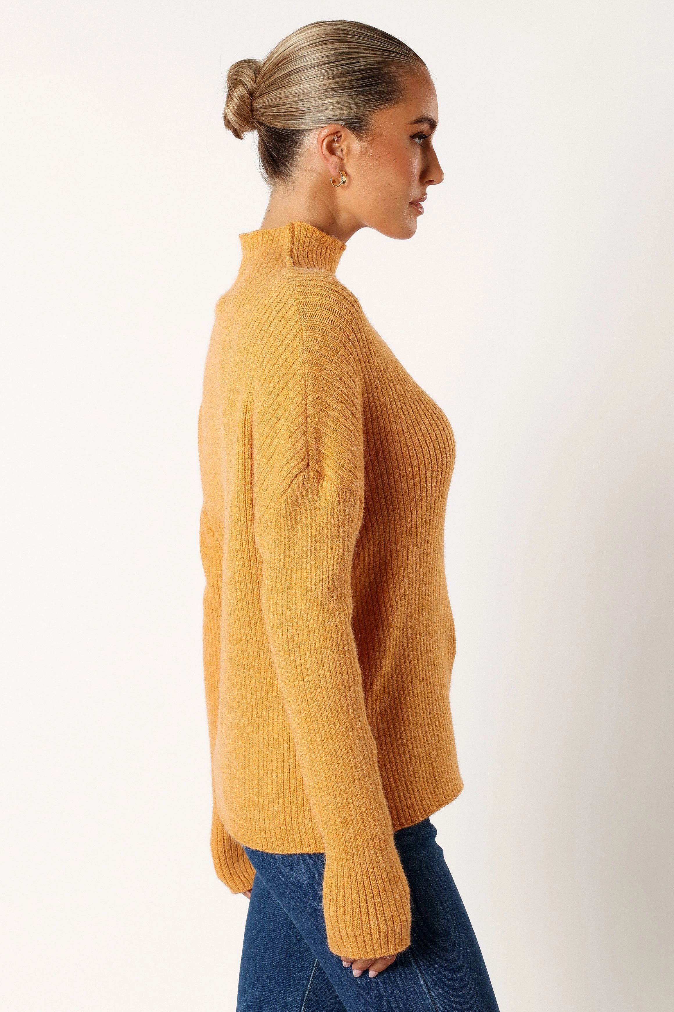Kora Mock Neck Knit Sweater - Camel
