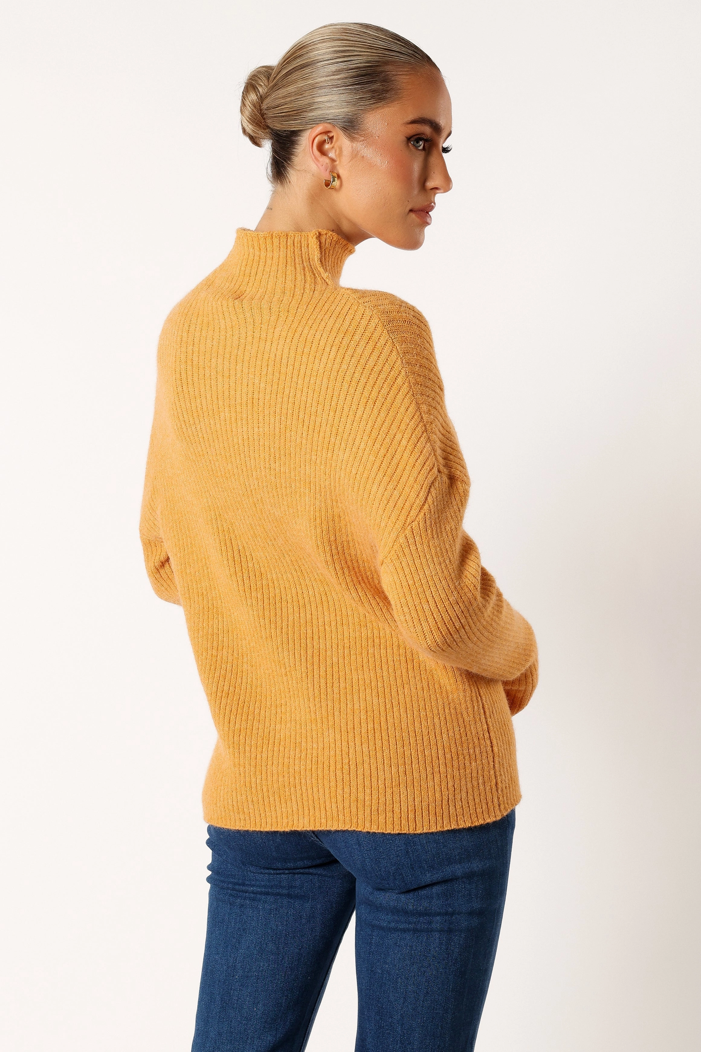 Kora Mock Neck Knit Sweater - Camel