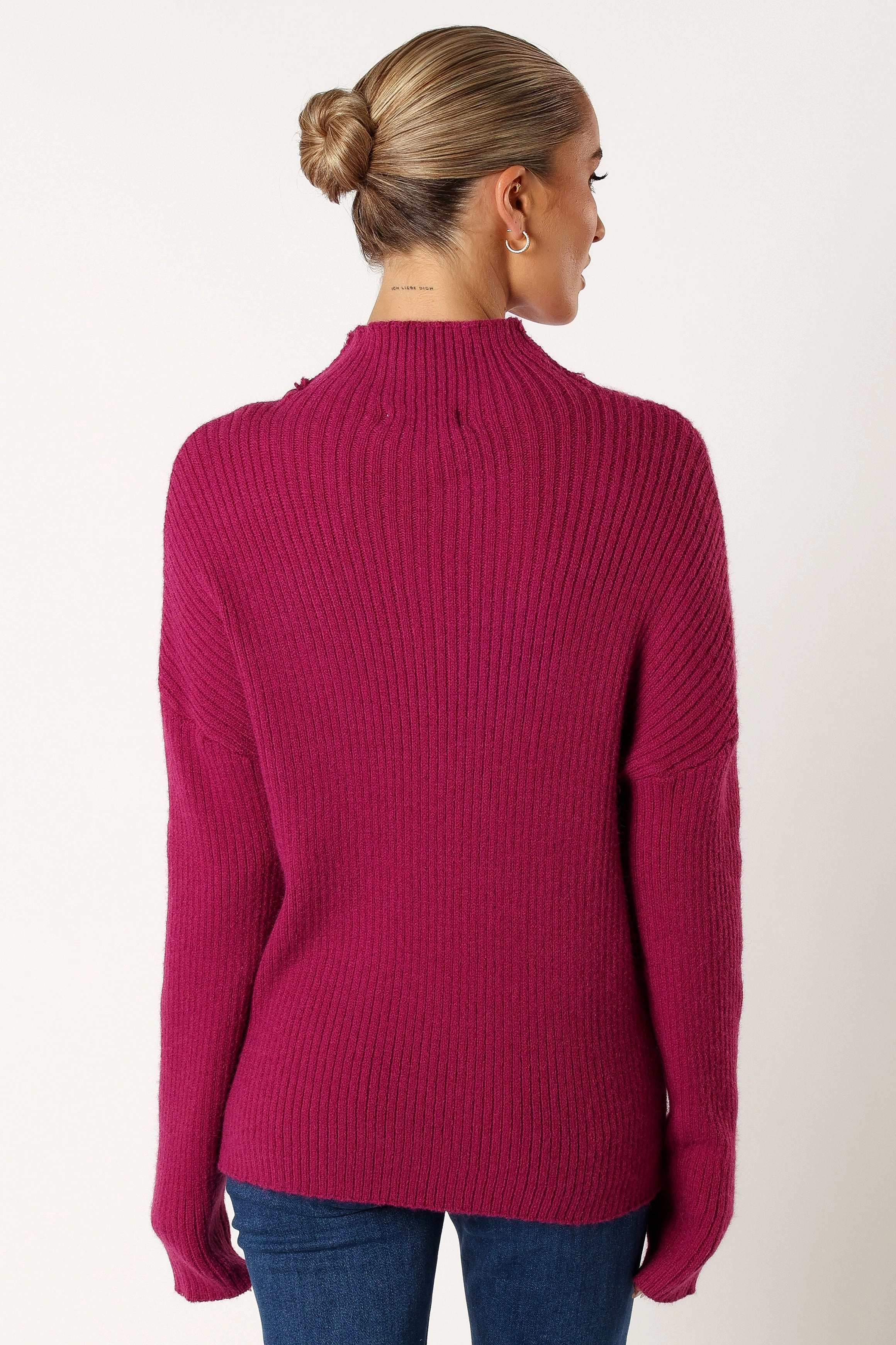 Kora Mock Neck Knit Sweater - Plum