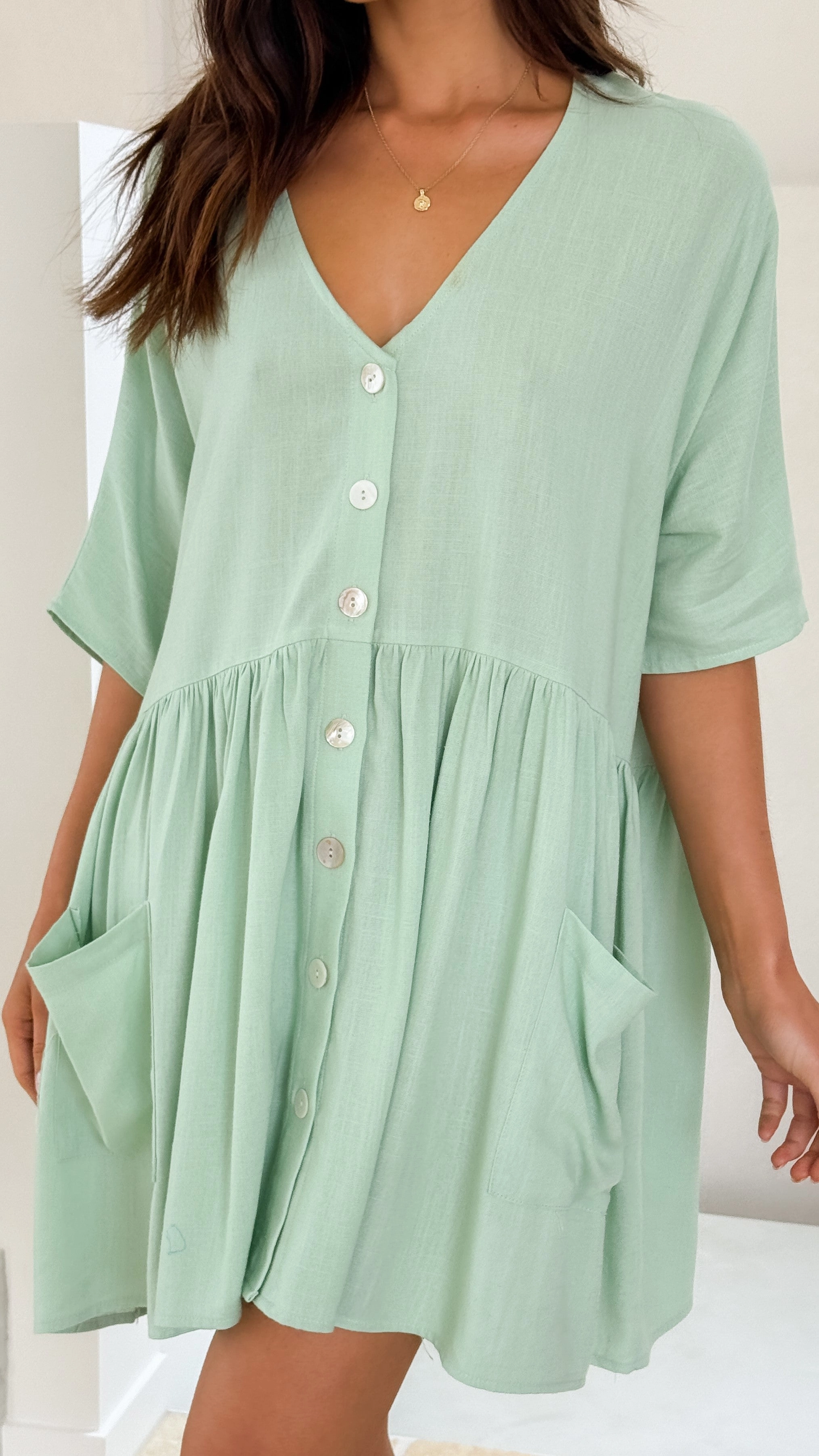 Leah Mini Dress - Sage