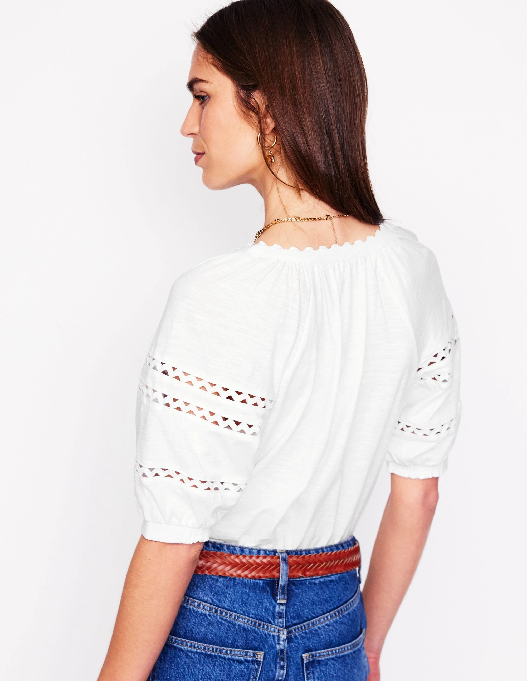 Maisy Rikrak Trim Top-White