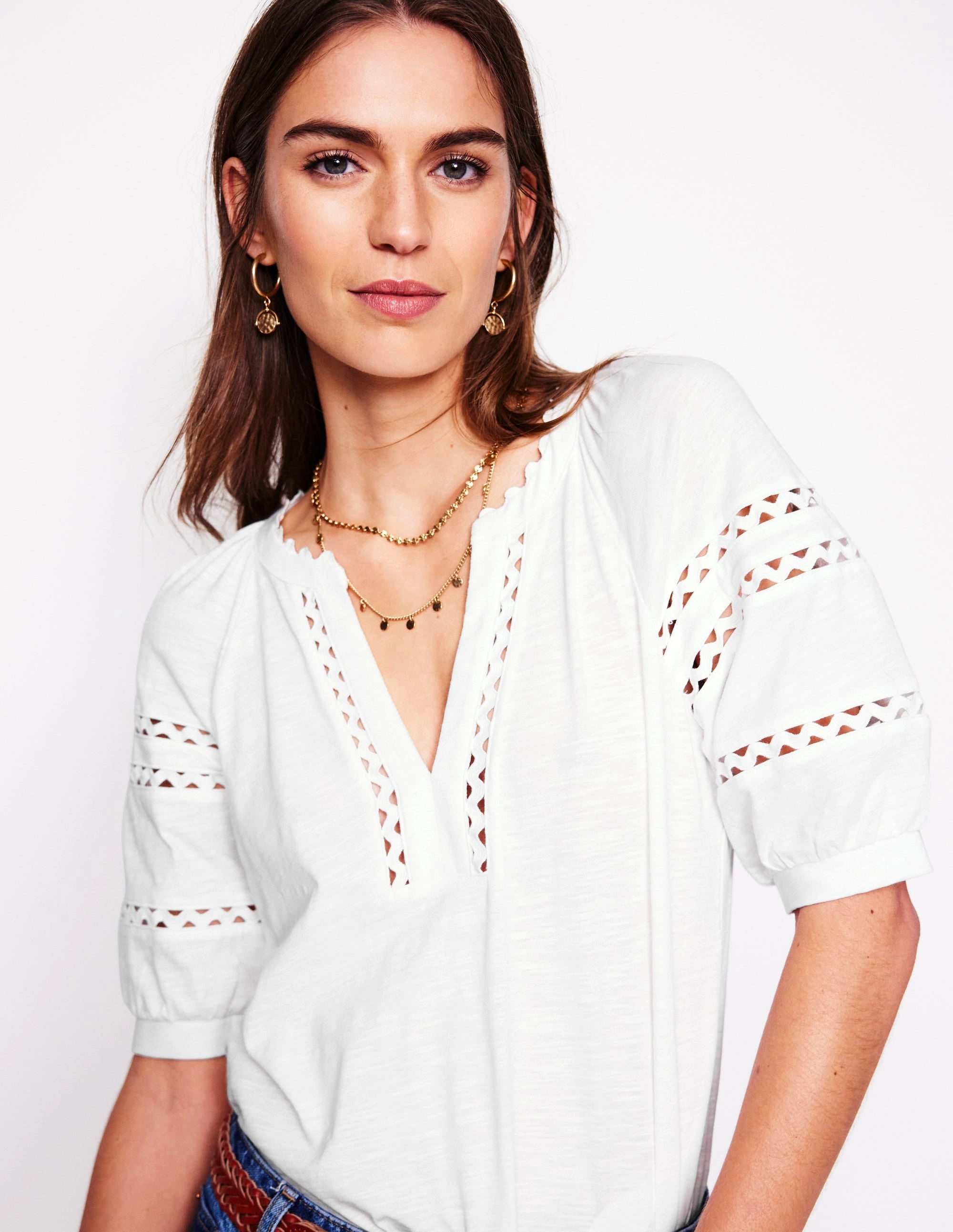 Maisy Rikrak Trim Top-White