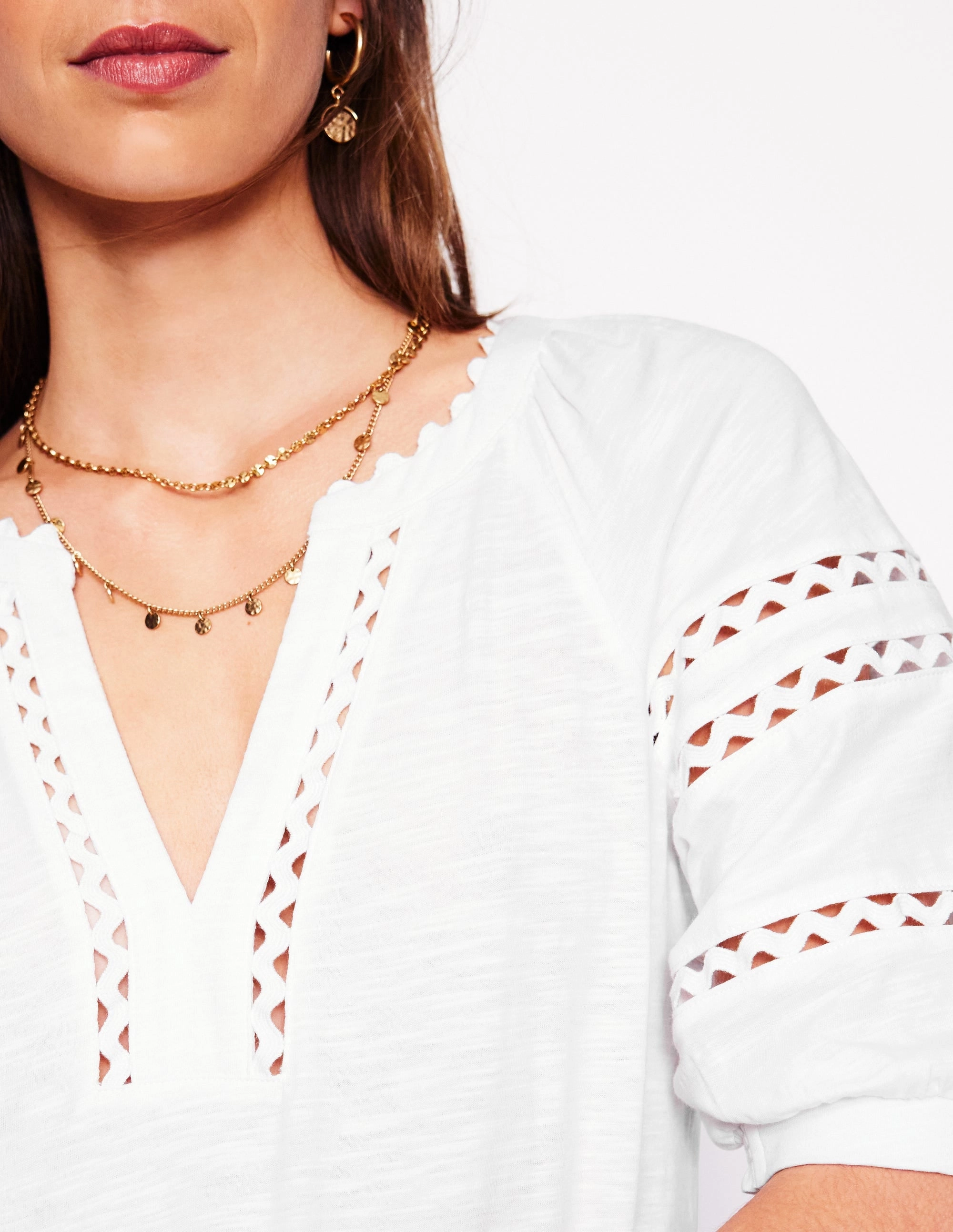 Maisy Rikrak Trim Top-White