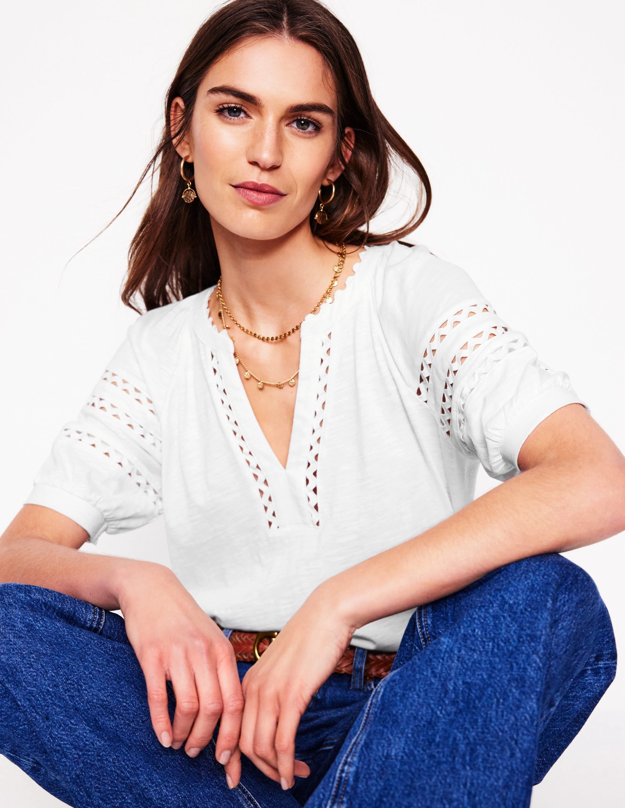 Maisy Rikrak Trim Top-White