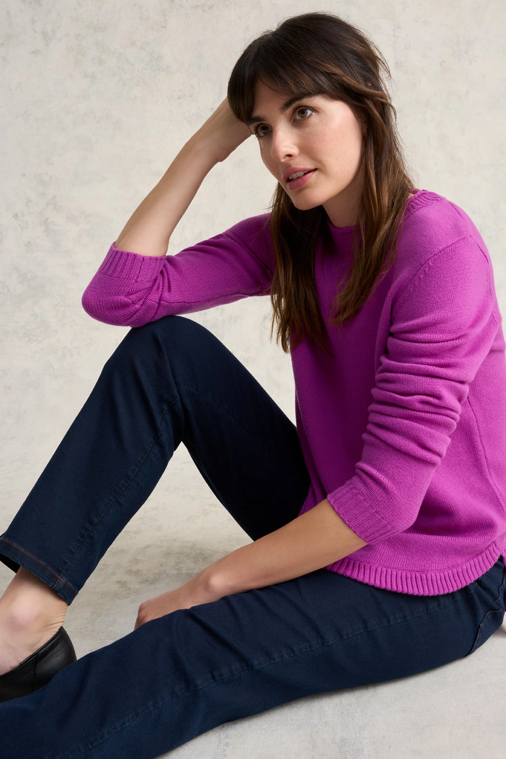 Merino Crew Neck Jumper - Fuchsia