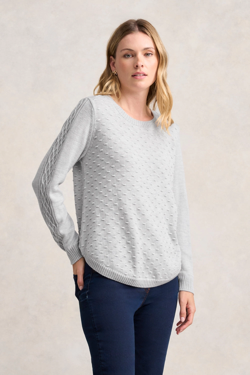 Merino Wool Popcorn Jumper - Frost