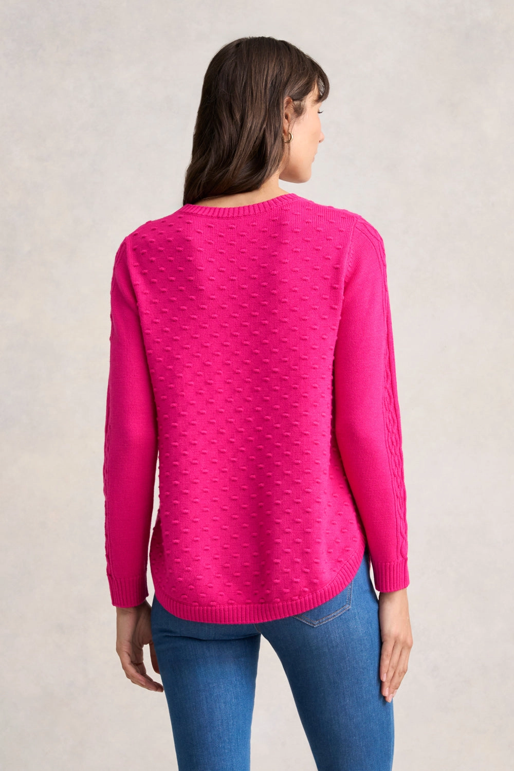 Merino Wool Popcorn Jumper - Hot Pink