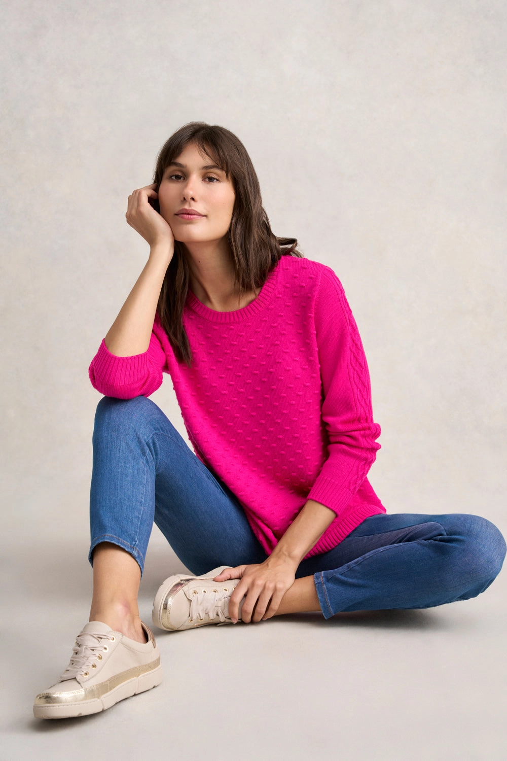 Merino Wool Popcorn Jumper - Hot Pink