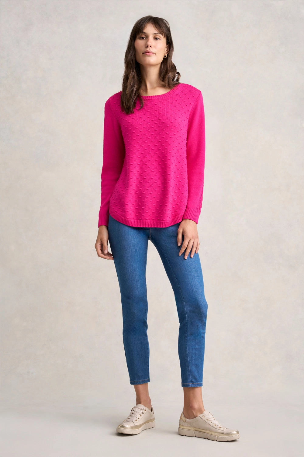 Merino Wool Popcorn Jumper - Hot Pink